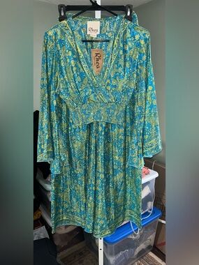 Rhea Wide Leg & shirt Set in Aqua & Yellow
